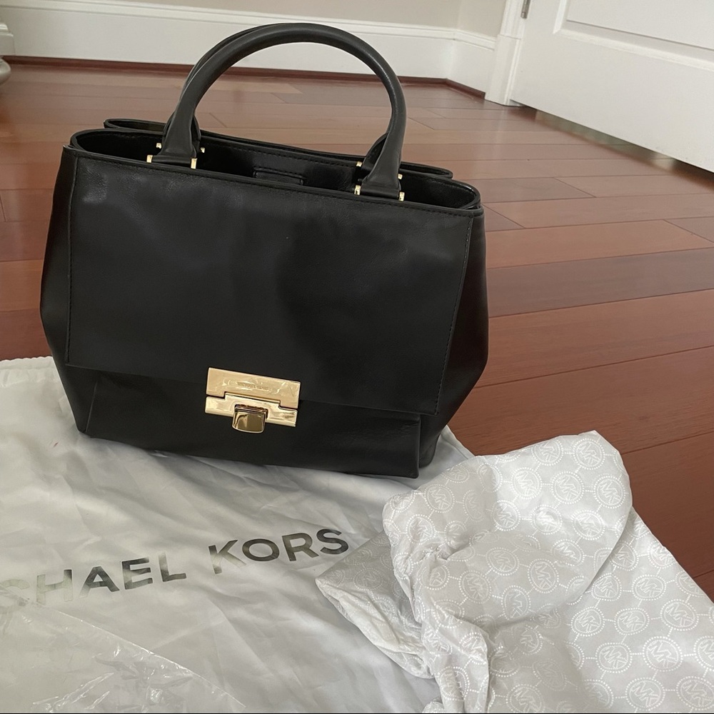 Michael Kors Large Satchel Leather Bag  - Black